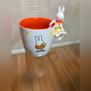 NWT Miffy All Over Stars ⭐️ Ceramic Mug Plastic Figural Miffy On Handle
